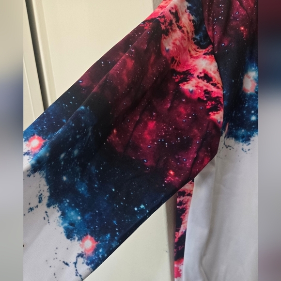 Mr. GUGU & Miss GO Unisex Surfing Cosmonaut Colorful Space-Themed Sweatshirt - Picture 3 of 5